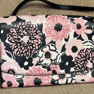 Kate Spade Black and Pink Floral Clutch